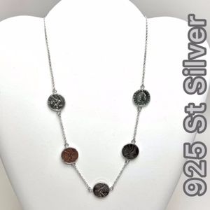 NWT 925 STERLING SILVER ITALIAN 50 LIRE COIN NECKLACE